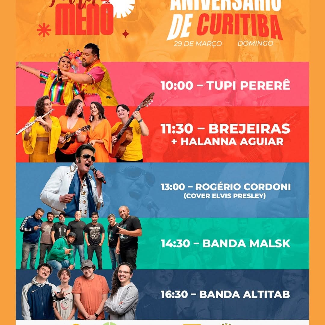 Aniversário de Curitiba com shows musicais na Feira da Menô!