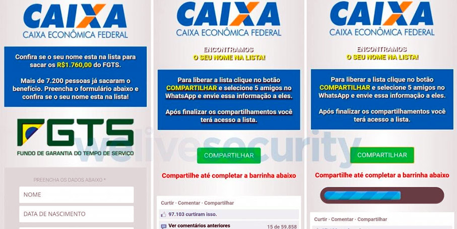 Golpe do FGTS no WhatsApp atinge mais de 135 mil cliques