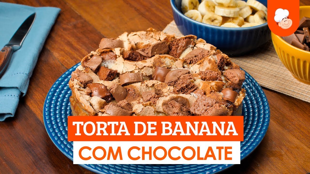 Torta de banana com chocolate [Vídeo Receita]