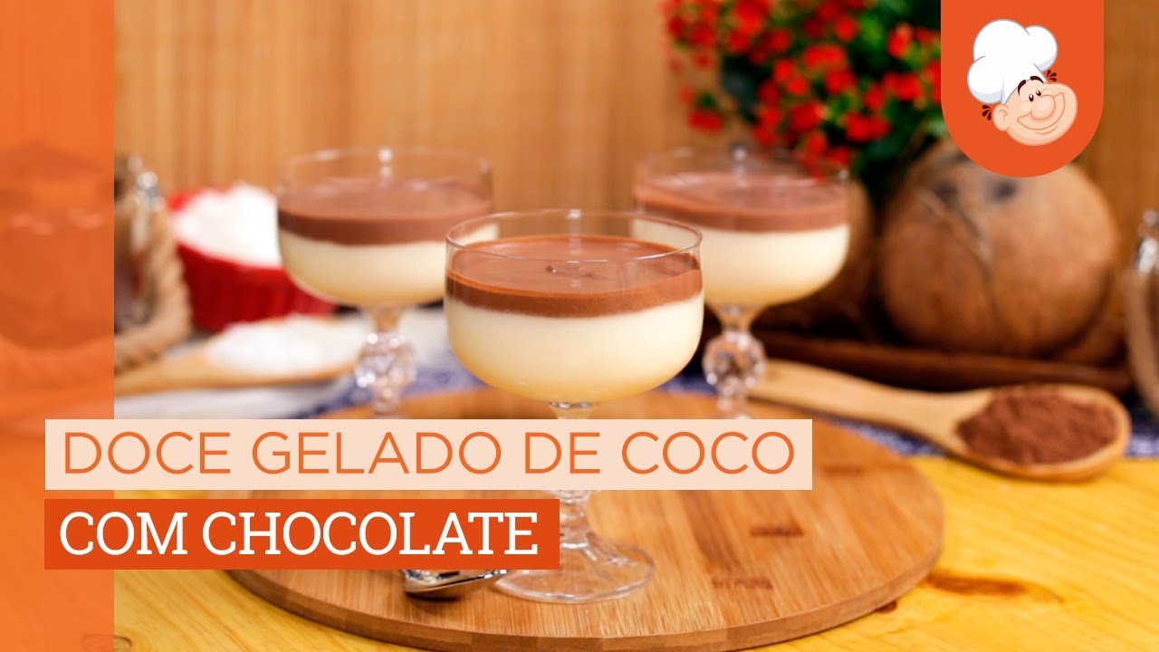 Doce gelado de coco com chocolate [Vídeo Receita]