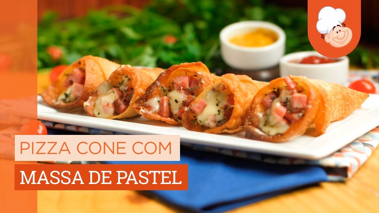 Pizza cone com massa de pastel [Vídeo Receita]