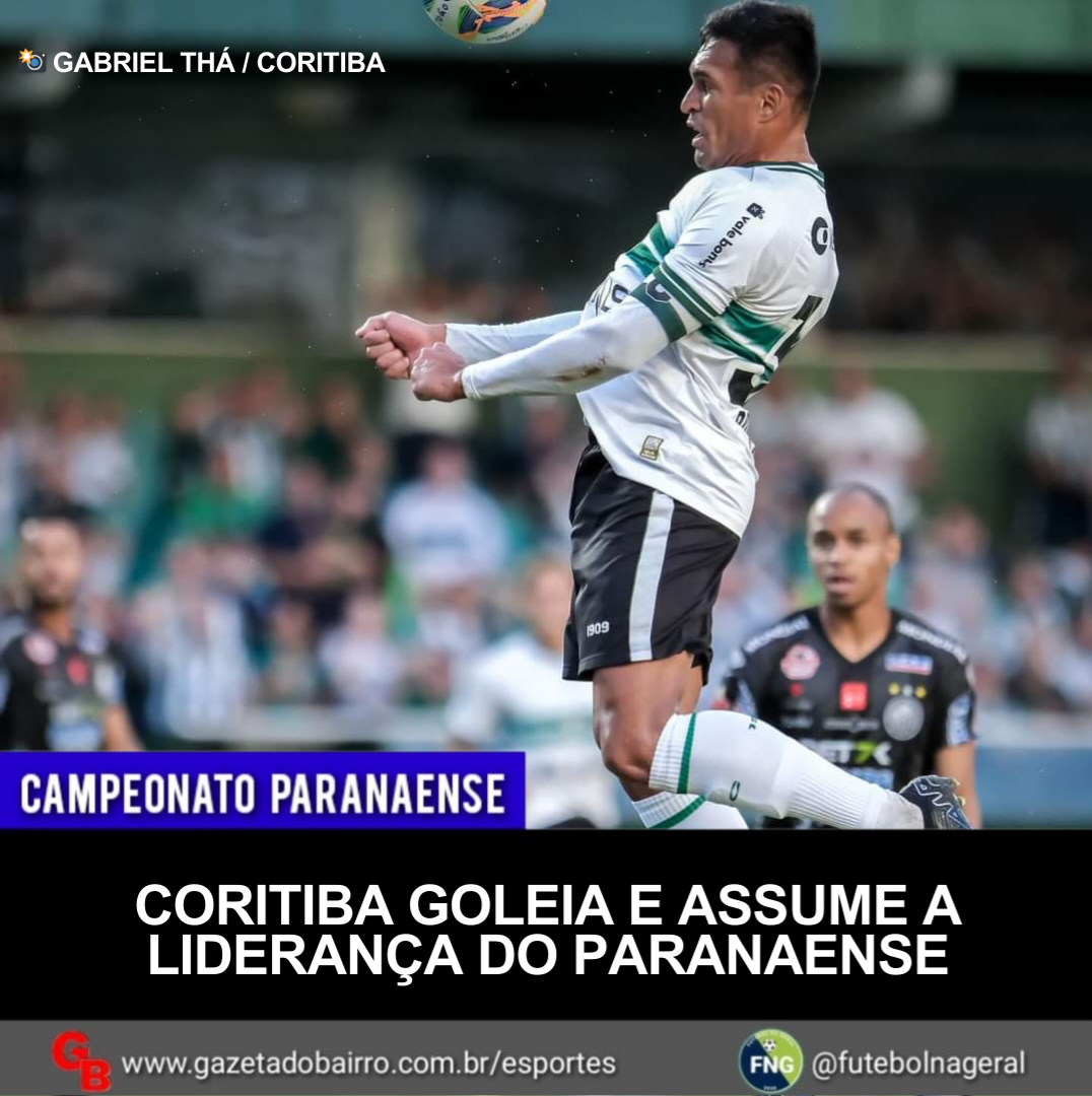 Coritiba goleia e assume a liderança do Paranaense
