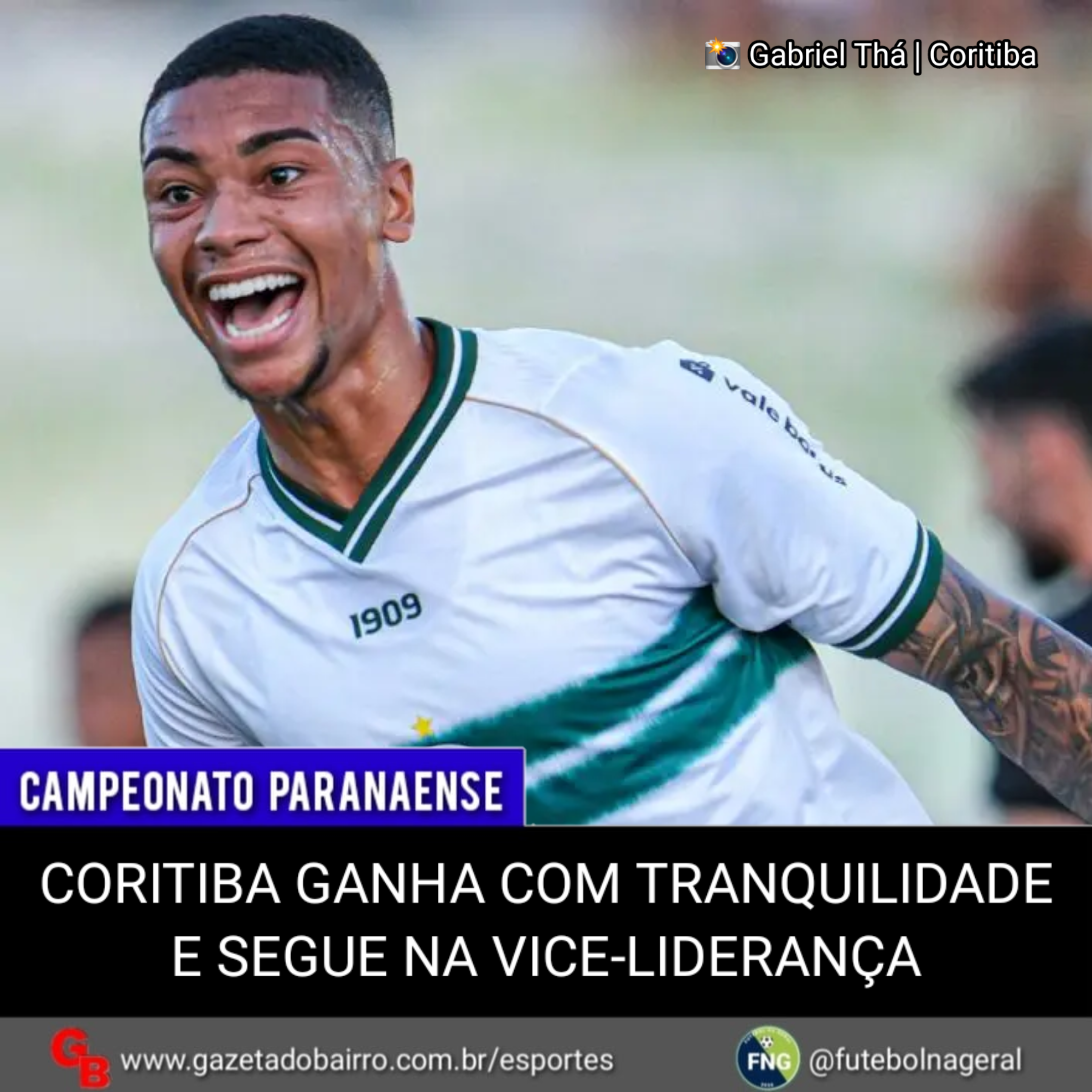 Coritiba ganha com tranquilidade e segue na vice- liderança