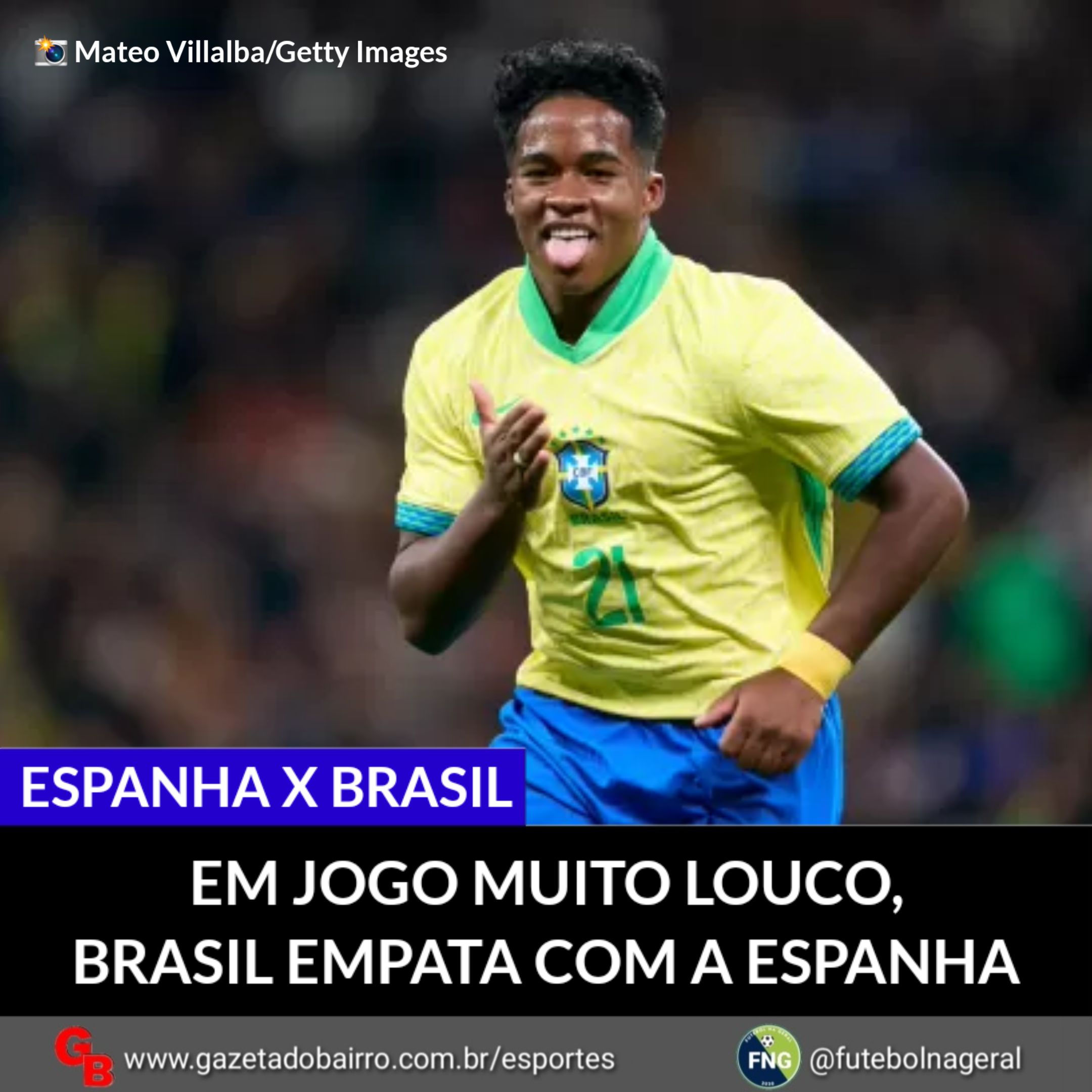 Em jogo muito louco, Brasil empata com a Espanha