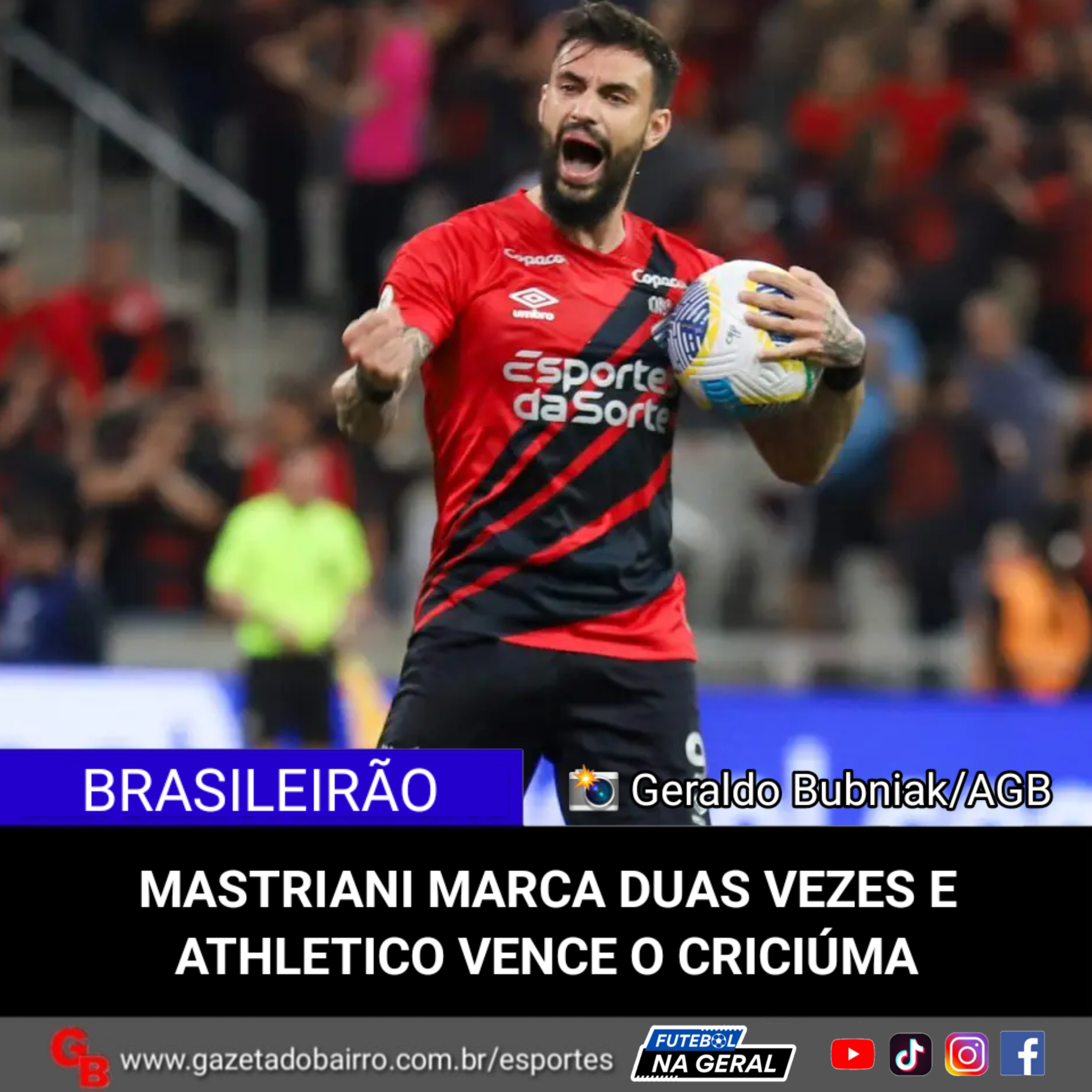 Mastriani marca duas vezes e Athletico vence o Criciúma