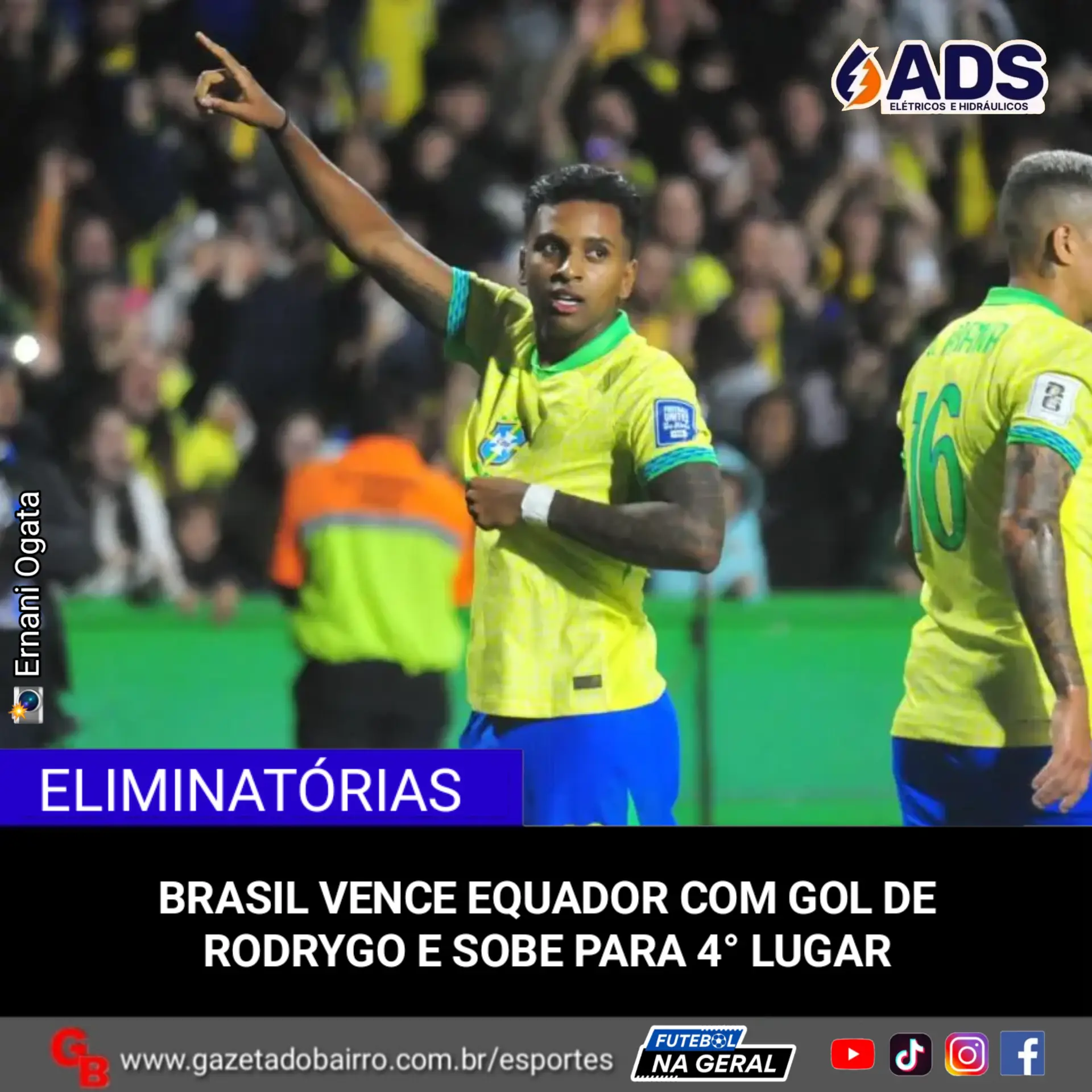 Brasil vence Equador com gol de Rodrygo em Curitiba